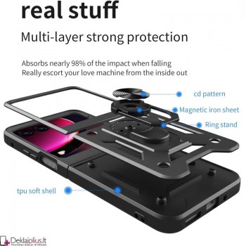 5in1 smūgiams atsparus dėklas su žiedu (Motorola Razr 40 Ultra)